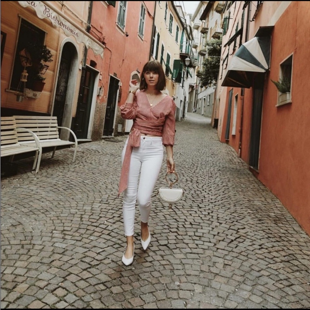 Chriselle X‎ J.O.A Patina Stripe Wrap Top S - Picture 2 of 12